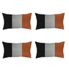 Set of 4 Brown Faux Leather Lumbar Pillow Covers