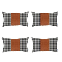 Set of 4 Brown Houndstooth Lumbar Pillow Covers