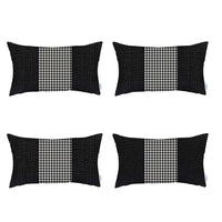 Set of 4 White and Black Center Lumbar Pillow Covers