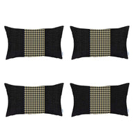 Set of 4 Yellow and Black Center Lumbar Pillow Covers