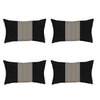 Set of 4 Tan and Black Center Lumbar Pillow Covers