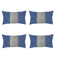 Set of 4 Blue and White Lumbar Pillow Covers