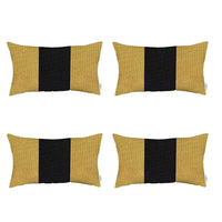 Set of 4 Yellow and Black Lumbar Pillow Covers