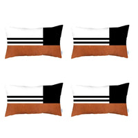 Set of 4 Brown and Black Lumbar Pillow Covers