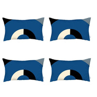 Set of 4 Blue Modern Lumbar Pillow Covers