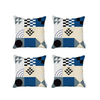 Set of 4 Blue Boho Chic Printed Pillow Covers