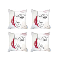 Set of 4 Ivory Printed Boho Chic Pillow Covers