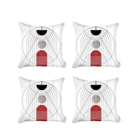 Set of 4 White Eclectic Printed Pillow Covers