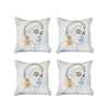 Set of 4 White Printed Art Pillow Covers