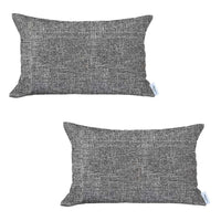 Set of 2 Ivory Solid Lumbar Pillow Covers