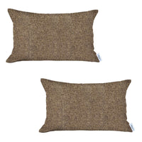 Set of 2 Tan Solid Lumbar Pillow Covers