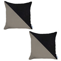 Set of 2 Brown Houndstooth Pillow Covers