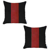 Set of 2 Black and Red Center Pillow Covers