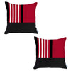 Set of 2 Red and Black Printed Pillow Covers