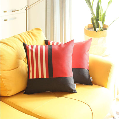 Set of 2 Red and Black Printed Pillow Covers