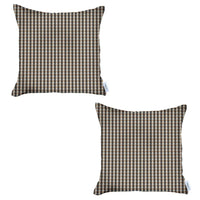 Set of 2 Tan Houndstooth Pillow Covers