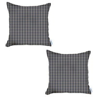 Set of 2 Blue Houndstooth Pillow Covers