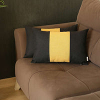 Set of 2 Black and Yellow Lumbar Pillow Covers