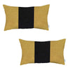 Set of 2 Yellow and Black Lumbar Pillow Covers