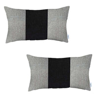 Set of 2 White and Black Lumbar Pillow Covers