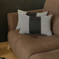 Set of 2 Black Houndstooth Lumbar Pillow Covers