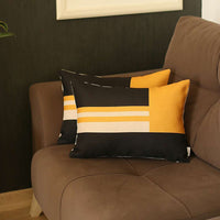 Set of 2 Yellow Geometric Lumbar Pillow Covers