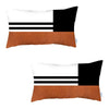 Set of 2 Brown Geometric Lumbar Pillow Covers