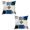 Set of 2 Blue and Ivory Printed Pillow Covers