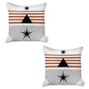 Set of 2 Orange and Ivory Striped Pillow Covers