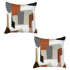 Set of 2 Ivory and Orange Geometric Pillow Covers