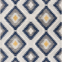 2’ x 4’ Blue and Gray Kilim Pattern Area Rug