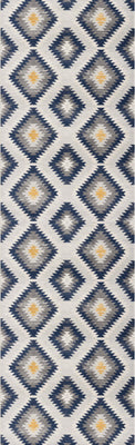 2' X 5' Blue Ikat Kilim Area Rug