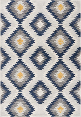 4' X 6' Blue Ikat Kilim Area Rug