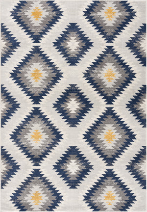 4' X 6' Blue Ikat Kilim Area Rug