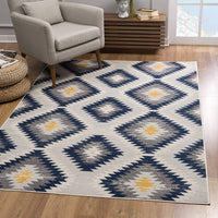 5’ x 8’ Blue and Gray Kilim Pattern Area Rug