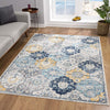 4’ x 6’ Blue Distressed Floral Area Rug