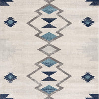 2’ x 4’ Navy and Ivory Tribal Pattern Area Rug