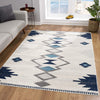 7’ x 10’ Navy and Ivory Tribal Pattern Area Rug