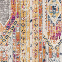 8’ x 11’ Gold and Ivory Distressed Tribal Area Rug