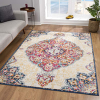 8’ x 11’ Cream Decorative Medallion Area Rug