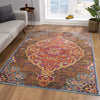 8’ x 11’ Rustic Orange Medallion Area Rug