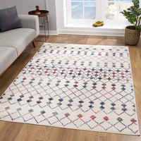 5’ x 8’ White Modern Geometric Grid Area Rug