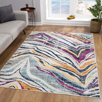 8’ x 11’ Blue and Gold Zebra Pattern Area Rug