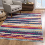 20' Multicolor And Striped Runner Rug