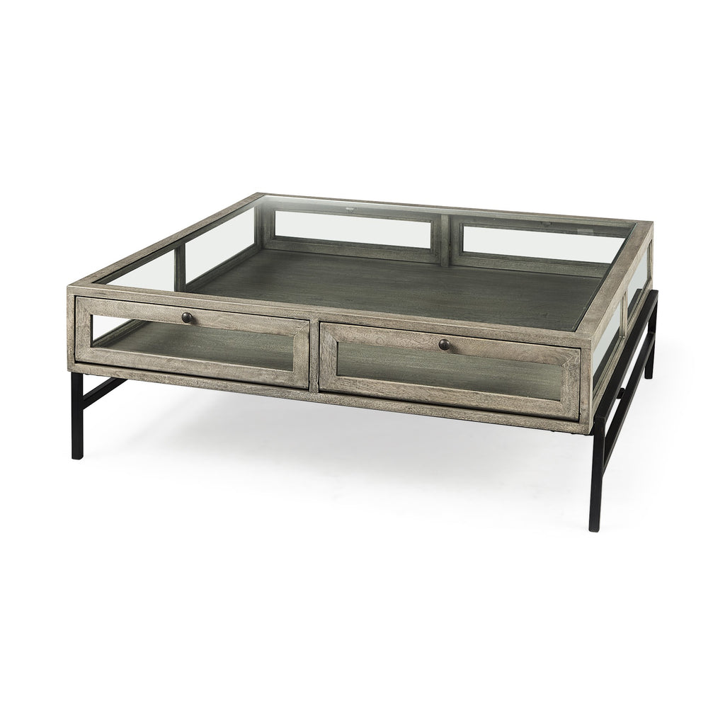 Rustic Gray Brown Shadowbox Coffee Table