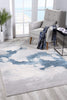 4’ x 6’ Gray and Blue Abstract Clouds Area Rug