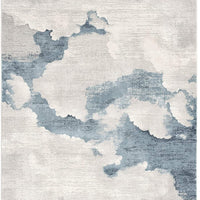 4’ x 6’ Gray and Blue Abstract Clouds Area Rug