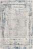 8’ x 11’ Ivory and Blue Abstract Distressed Area Rug