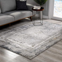 4’ x 6’ Gray and Ivory Abstract Distressed Area Rug