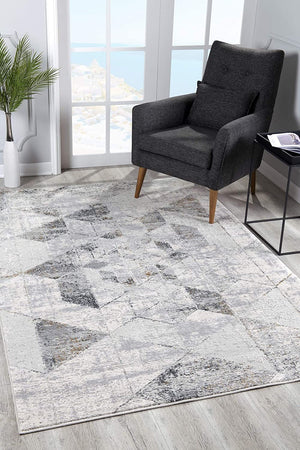 4’ x 6’ Gray and Ivory Abstract Distressed Area Rug